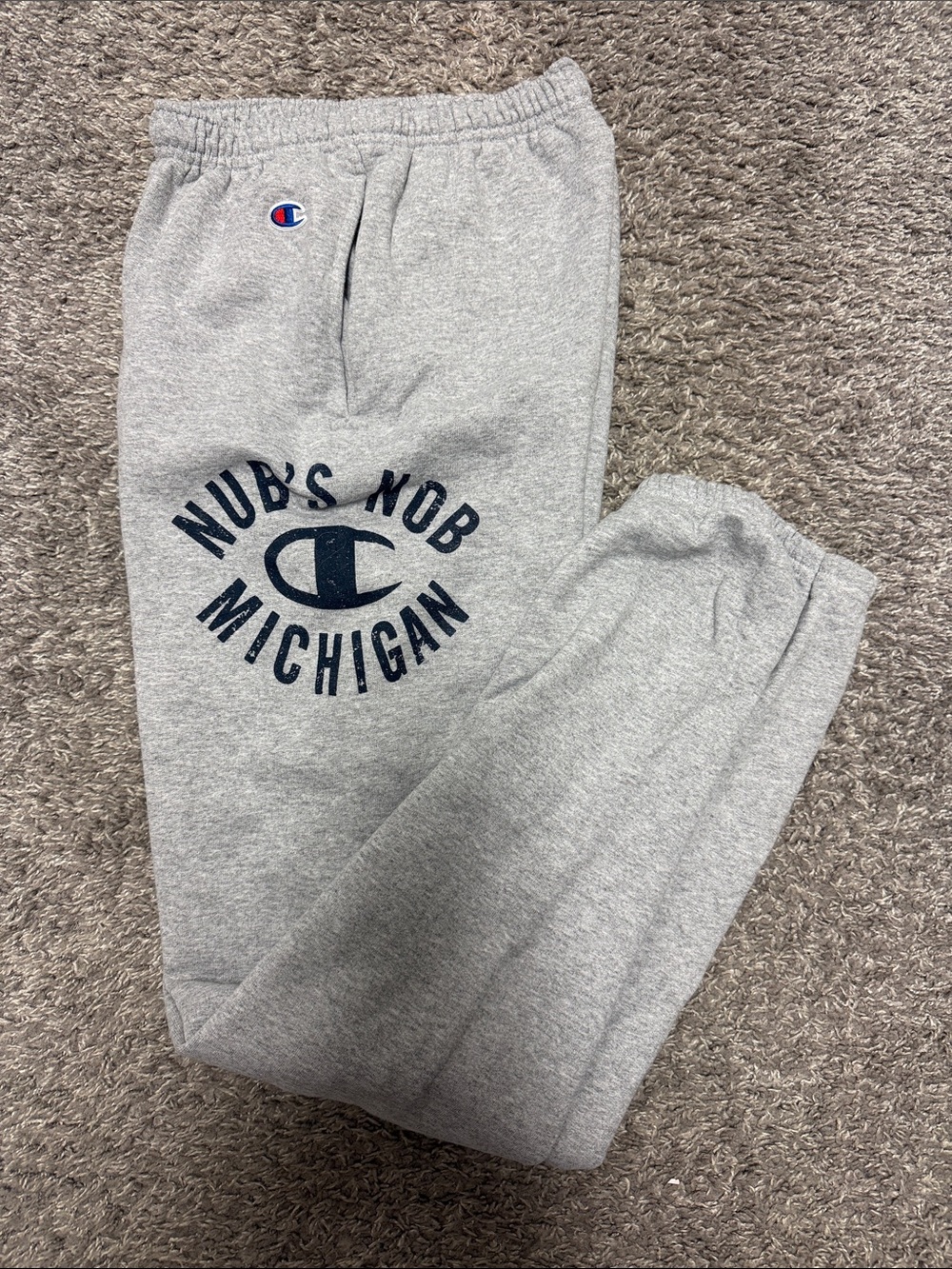 NWOT Men’s Champion Nubs Nob Sweatpants, Size S, Grey/Navy